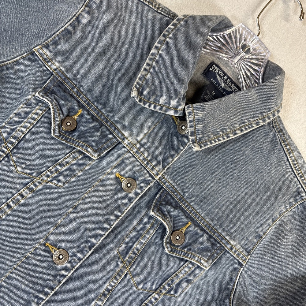 Steve Barrys Relaxed Fit Denim Jacket Blue Jean Trucker Style Women‎ Medium